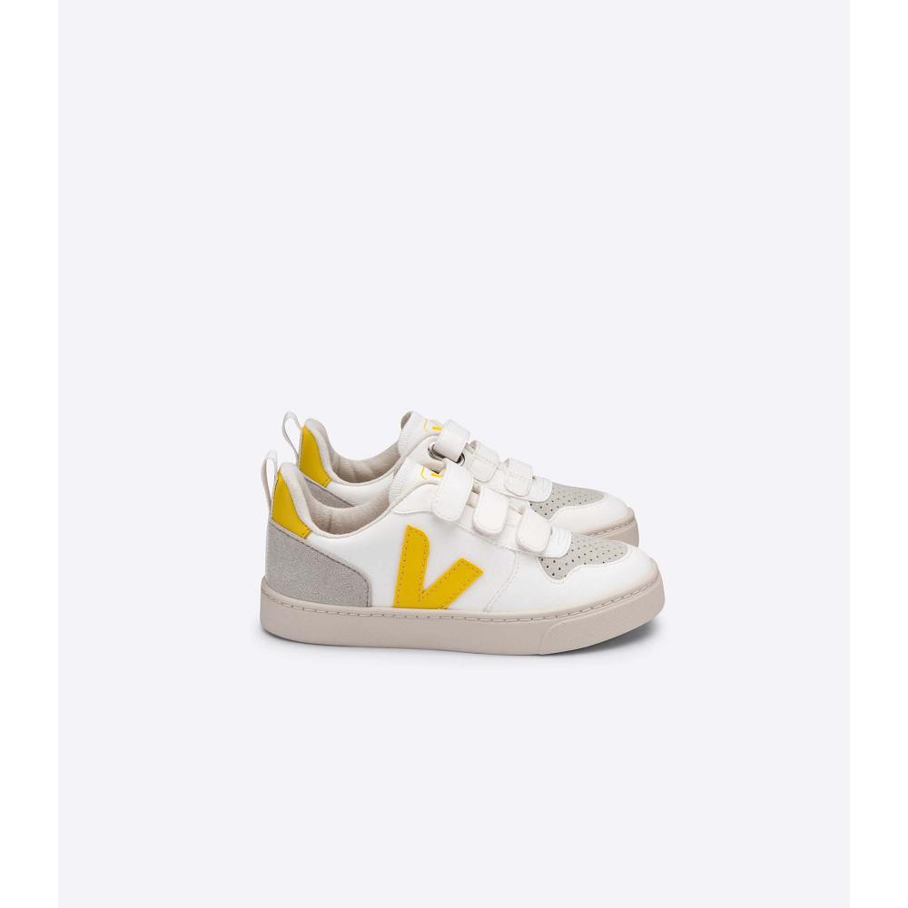 Veja V-10 CWL Kids\' Sneakers White/Yellow | NZ 860AHK